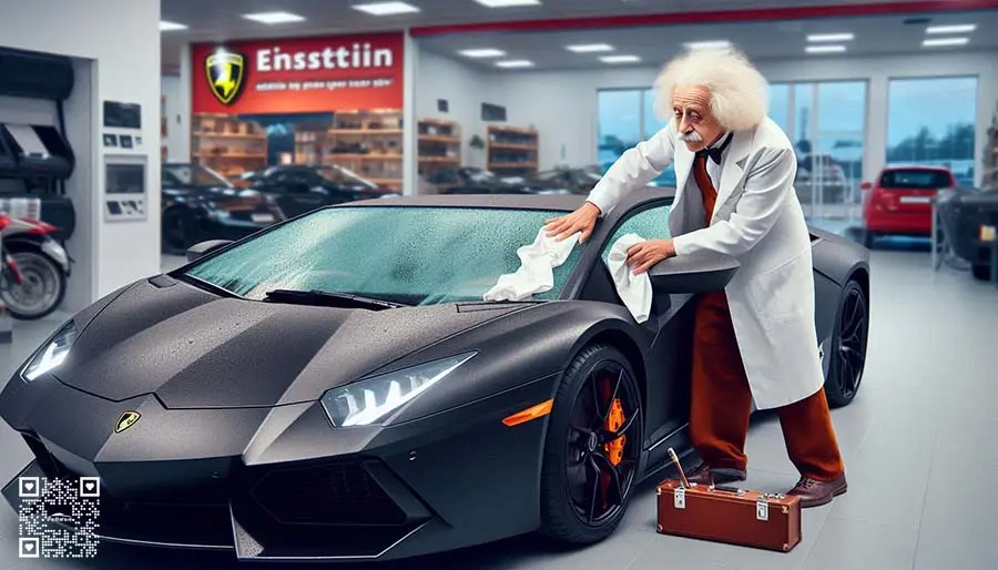 Einstein-installing-tinted windows-on-his-Lamborghini-at-Profestore-store